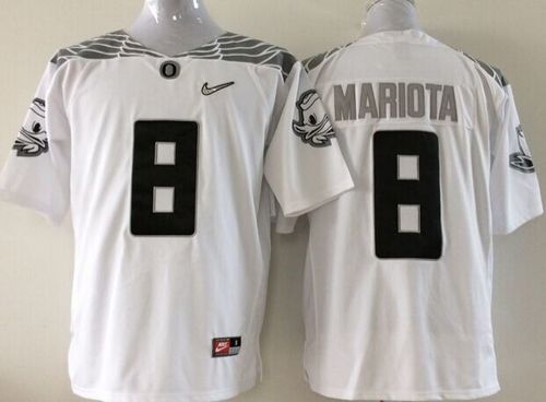 Ducks #8 Marcus Mariota White Diamond Quest Stitched Youth NCAA Jersey - Click Image to Close